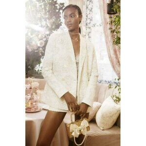 NEW LoveShackFancy Luara Cotton Doiley Lace Blazer Jacket White Bridal Coquette